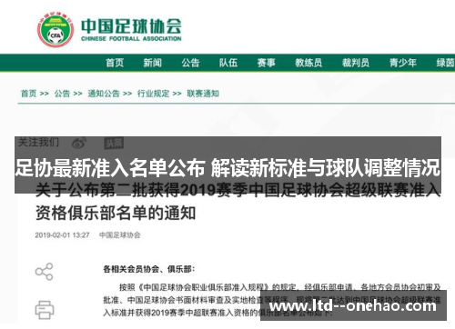 足协最新准入名单公布 解读新标准与球队调整情况